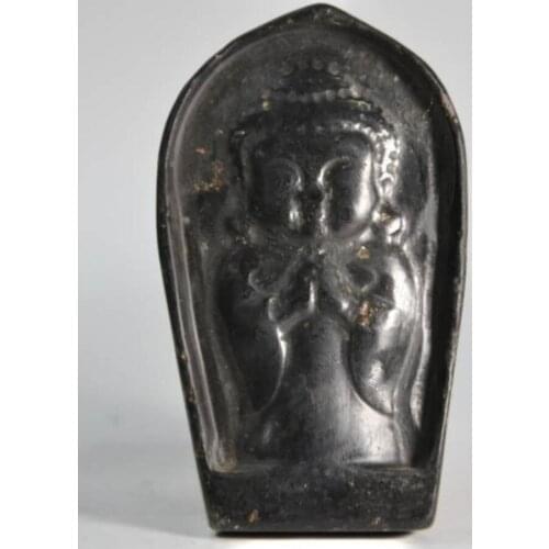 Hongshan culture archaize black iron meteorite sculpture Buddha statue