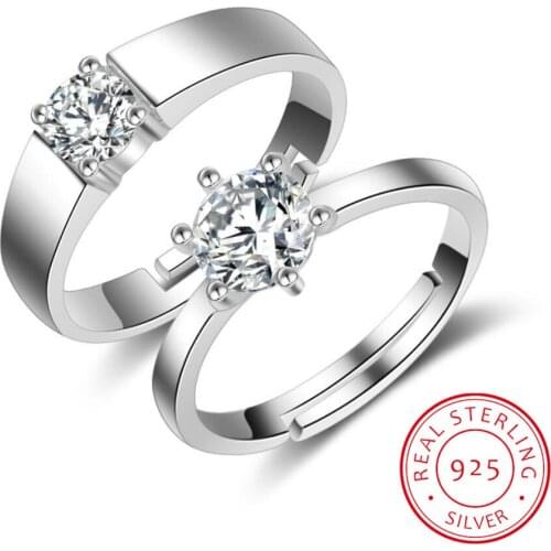 925 sterling silver new womens fine jewelry high quality crystal zirconia four claw six claw men and women couple ring