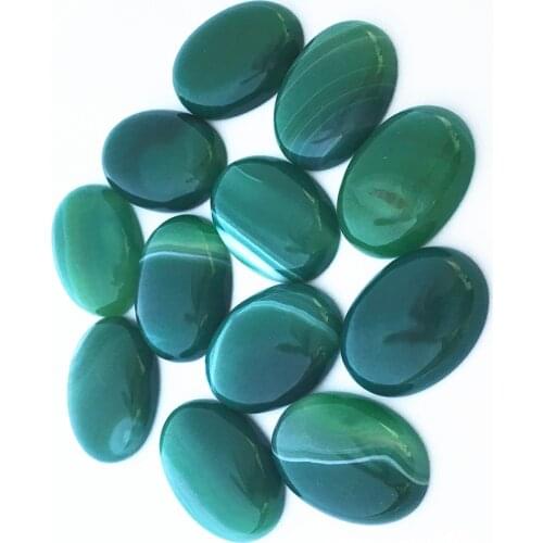 Hot 18mmx25mm Natural Stone Oval CAB CABOCHON Green Onyx Agates Wholesale Stone Beads For Jewelry Making Free Shipping 12pcs/lot