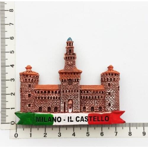 Milan-Castle)Fridge Magnet,Creative Travel Commemorate Crafts 3D Ornaments Magnetism Resin Material Refrigerator Stickers