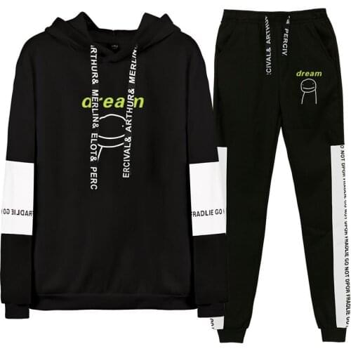 Dream Smp Merch Dreamwastaken Hoodie Mens Sportswear Sets Tracksuit Two Piece Set Top and Pants Sweat Suit Male Sporting Suits