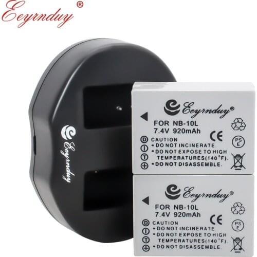 NB-10L NB10L 2pcs Replacement Battery & Dual Charger for Canon EOS G1X G15 SX50 SX40 HS Camera Batteries NB 10L