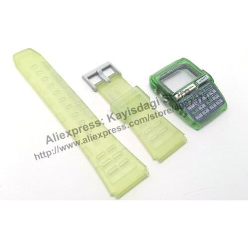 NOS Genuine Casio Micro Cosmos DBC-63MC Green Rubber Watch Band Strap - Case Bezel Set