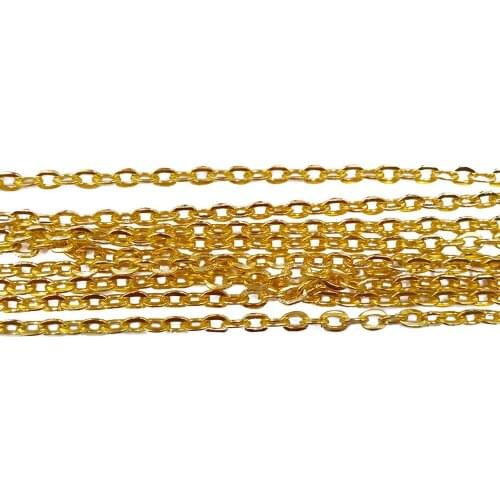 Gold Plated 100m 2x3mm 3x4mm Cross Flat Cable Chains Metal Link Chain Findings for Jewelry Making FCC-05