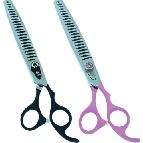 8.0" Professional Dogs Thinning Scissors 22 Teeth Fish Bone Big Pet Shears Japan 440c Cat Grooming Tijeras Pets Suppliers B0060A
