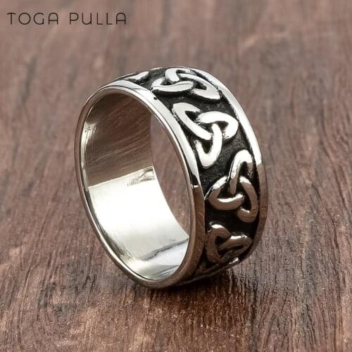 Simple Mens Boys Celtic Spiral Knot Ring Vintage Viking Nordic Ring Cool Stainless Steel Biker Religion Jewelry Drop Shipping