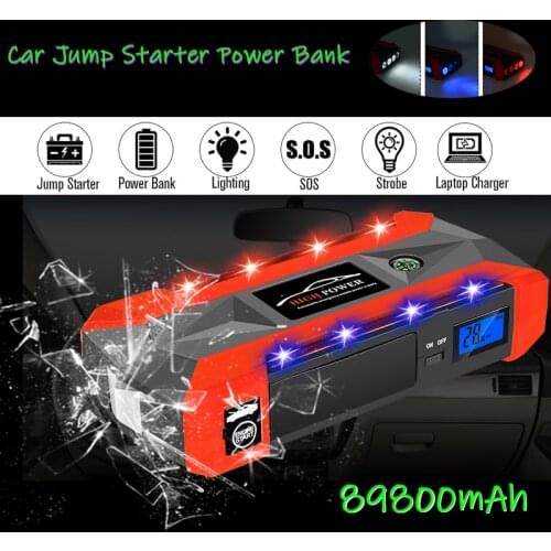 Car Battery Jump Starter Booster 89800mAh 12V 1000A LCD Display Portable Car Jump Starter Power Bank Battery Emergency Charger