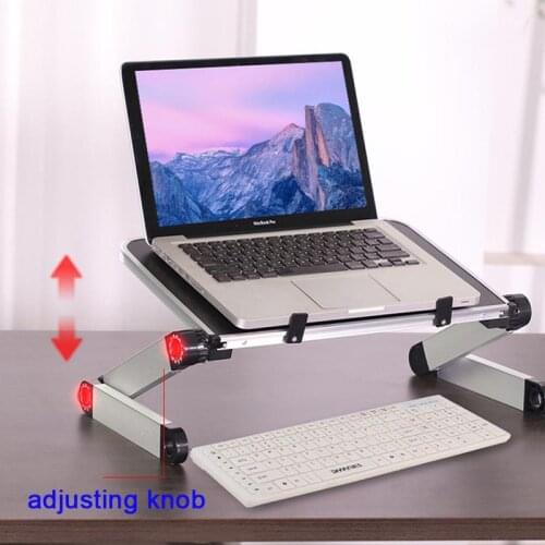 Adjustable Aluminum Laptop Desk Ergonomic Portable TV Bed Lapdesk Tray PC Table Stand Notebook Table Desk Stand With Mouse Pad