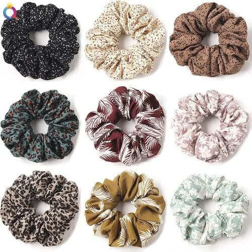 24PC/Lot Hair Accessories Ties Scrunchies Cabelo Leopard Floral Satin Chiffon Women Girls Fashion solid strips Hair Rubber