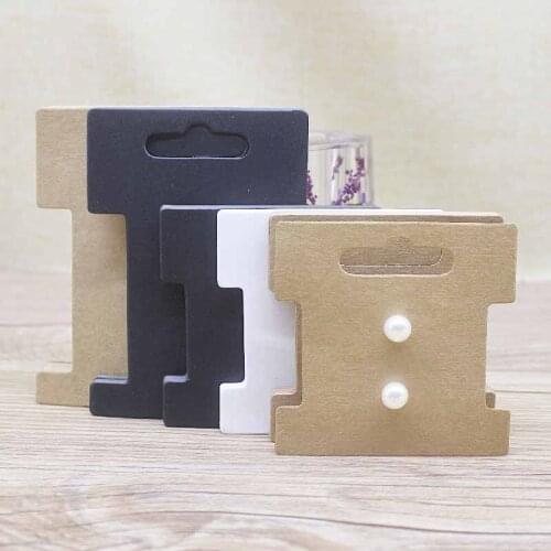 Earring Paper card 50pcs DIY 7x7cm black /Kraft /white blank color Card Jewelry Gifts earring/rope/ hair clip package card tag