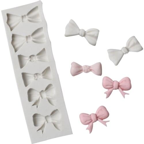 6holes Bow Shape Silicone Mold Cake Decorating Tools Fondant Cake Mold Rose Flower Decoration Chocolate Mold