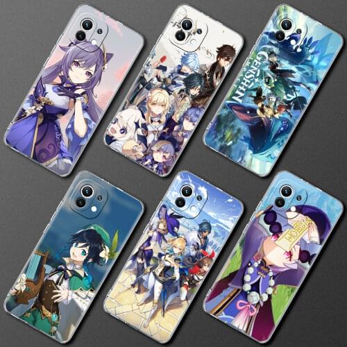 Silicone Case For Xiaomi Mi Poco X3 NFC 10T Pro M3 Note 10 Lite 11 9T F3 Transparent Shockproof Phone Cover Game Genshin Impact