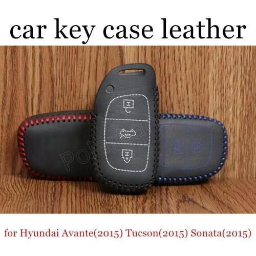 Only Red fit for Hyundai Avante(2015) Tucson(2015) Sonata(2015) Car key cover car key case Hand sewing Genuine leather