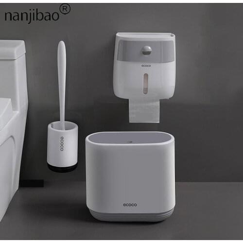 Nanjibao Waterproof Toilet Paper Holder Trash Can TRP Toilet Brush for Clean Tool and Storage Box Bathroom Accessories