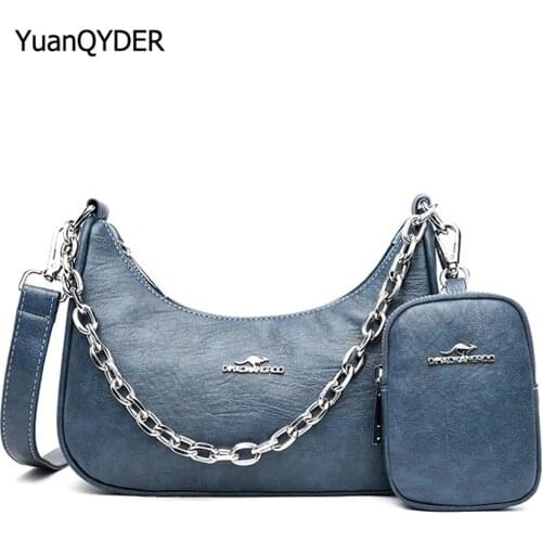 Quality Leather Ladies Shoulder Bag Fashion Chain Shoulder Strap Design Women Messenger Bags Letter Design Womens Composite Bag