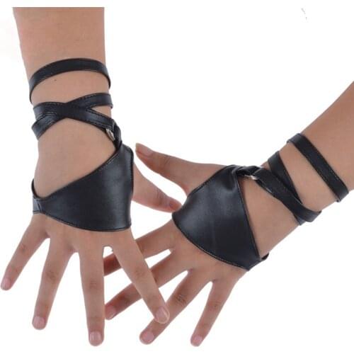 Women Sexy Night Club Gloves Gothic Punk Rock Black Faux Leather Gloves NOV99
