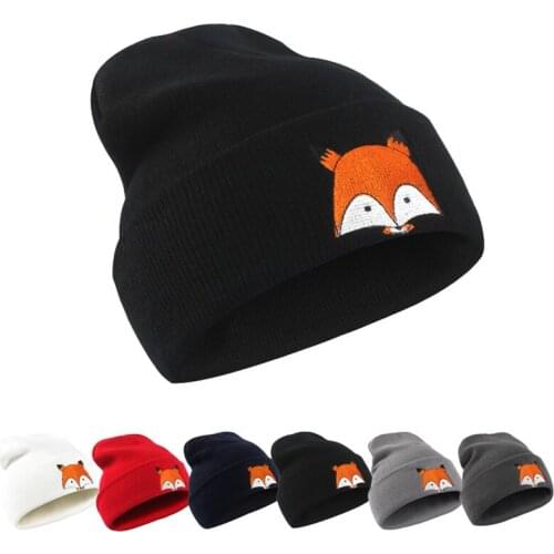 QWinter Knitted Hats For Women Creative Cartoon Embroidery Skullies Hat Ladies Warm Bonnet Outdoor Skiing Beanies