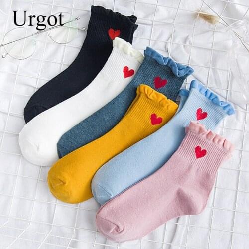 Urgot 1 Pair Women Socks Bubble Casual Breathable Cute Socks Cotton Colorful Sweet Women Fashion Heart Socks Lady Korea Style
