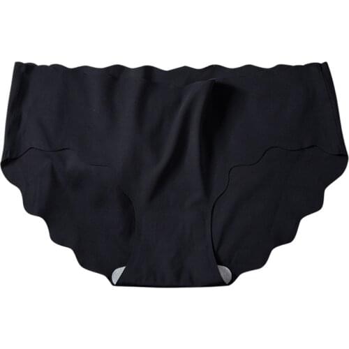 1 Pc Womens Intimates Sewing Less Underwear Ice Silk Trackless Panties Ultra Thin Wave Underpants Solid Color Breathable Briefs