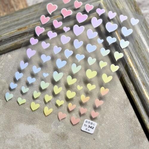 1Pc Colorful Four-pointed Star 3D Nail Art Stickers Love Peach Adhesive Sliders Colorful DIY Nail Transfer Decals Decoration