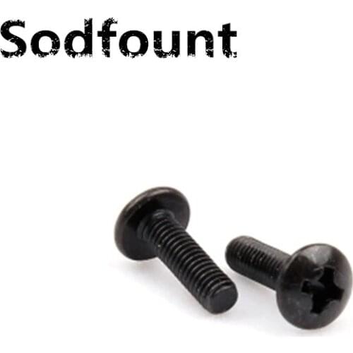 100pcs/Lot Cross large flat head screw M3/M4 TM iron black umbrella head mushroom head flat tail machine teeth electronic screw