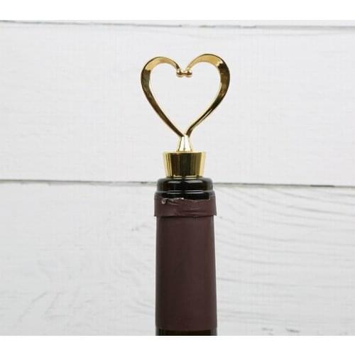 100pcs Gold Silver Color Heart Shape Bottle Stopper Red Wine Storage Twist Cap Plug Sealed Tools for Bar Accessories
