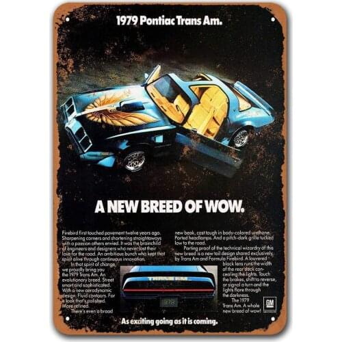 1979 Pontiac Trans Am Tin Metal Signs Vintage Cars, Sisoso Plaques Poster Pub Man Cave Retro Wall Decor 8x12 inch
