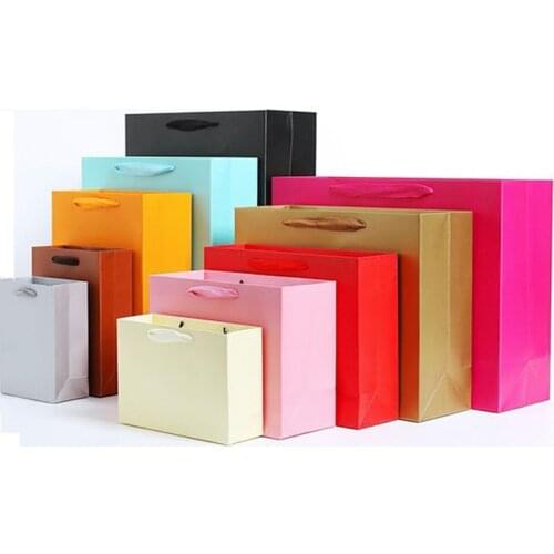 200pcs/lot 12 colors Kraft Paper Gift Bag Paper Package Birthday Festival Christmas Party Gift Bag wholesale