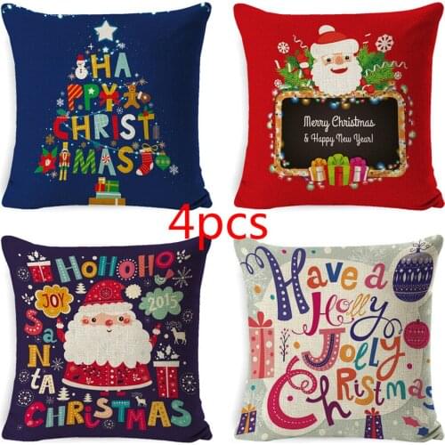4pcs 2020 Christmas Pillowcase Snowman Milu Deer Santa Socks Bell Christmas Ball Linen Holiday Cushion Cover home decor pillows