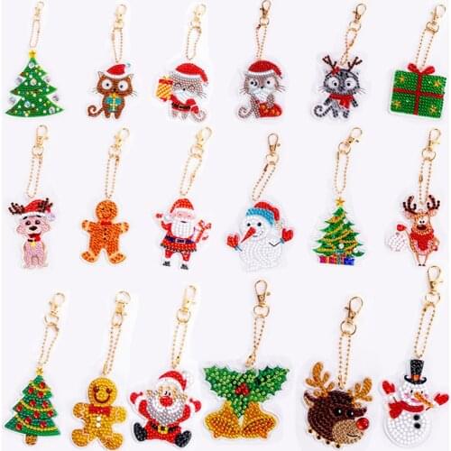 5D diamond painting cute animal DIY keychain diamond bag pendant jewelry mosaic home decoration pattern handmade Christmas gift