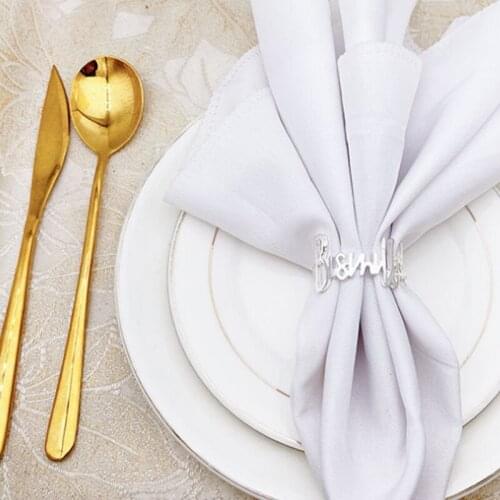 Alloy Metal Alphabet Napkin Rings for Wedding Table Decoration Napkin Holder Wedding Towel Rings Dinner 6 Pcs