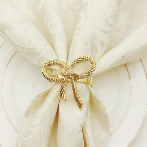 6Pcs Simple Bowknot Napkin Ring Buckle Holder Wedding Banquet Party Table Decor