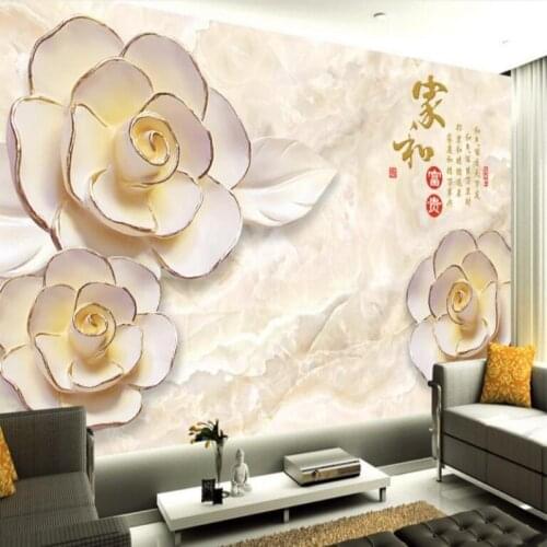 Beibehang Custom Photo Wallpaper HD 3D Modern European Relief Pink Rose TV Background Wallpaper Free Shipping 3d wallpaper