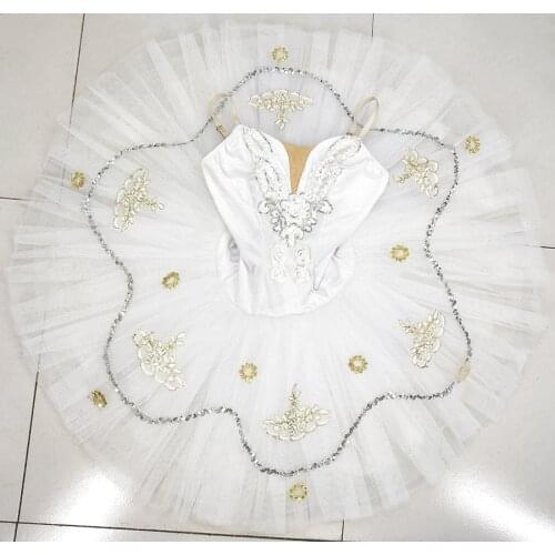 White Swan Lake Costume White Child Ballet Dress for Children Pancake Tutu Girls Dancewear Professional Ballet Tutu La Bayadere