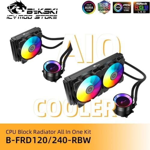 Bykski CPU Block 120mm 240mm Radiator AIO Cooler Kit for Intel AMD Fan Cooling Building CPU Heatsink All in One B-FRD120/240-RBW
