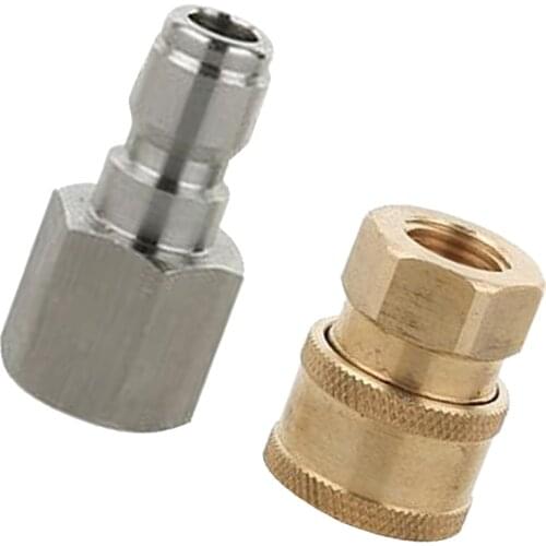 2pcs Durable Metal Quick Coupler Garden Hose Fittings G 1/4 Inch Male & Female Pressure Washer Quick Adapter