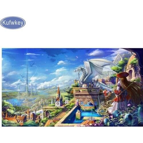 Cartoon painting diy 5d diamond painting dragon Landscapes villa Cross Stitch Kits diamonds embroidery mosaic Home decor