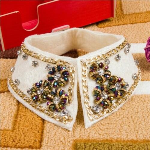 New decorative white spring fashion shirt lace sweater Elegant beading rhinestone fake false collar choker detachable collars