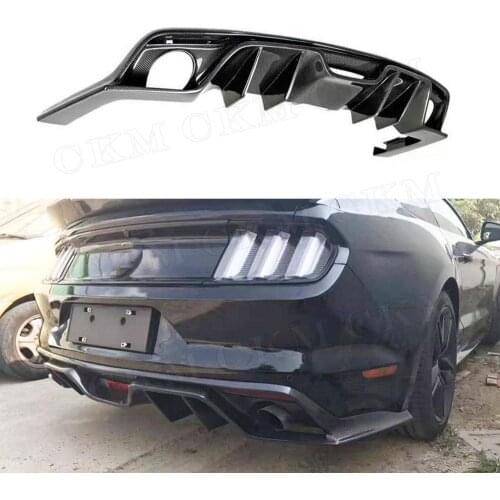 Carbon Fiber Rear Bumper Diffuser Lip Spoiler for Ford Mustang GT350 2.3T 5.0T Coupe Convertible 2 Door 2015-2017 FRP Black