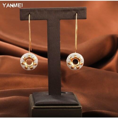 Long Donut Ring Earrings for Women Bohemian Style Fashion Earrings Fashion Geometric Hollow Full Diamond Flower Jewelry