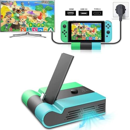 TV Dock for Switch, Foldable Station for Nintendo Switch,Charging Stand for Nintendo Switch with 4K HDMI USB 3.0 Type C Green