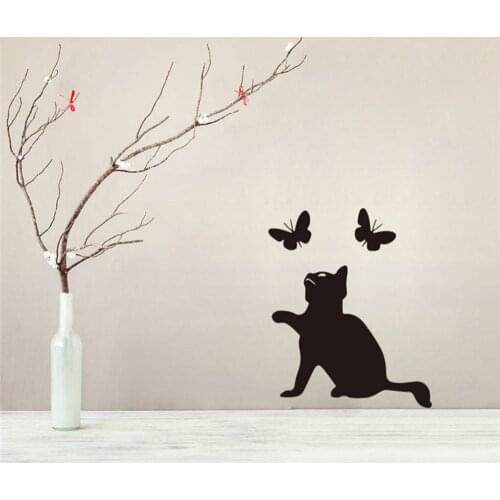 Creative Wall Sticker Butterfly Cat Wallpaper Removable PVC Wall Stickers Home Decoration for Living Room Bedroom
