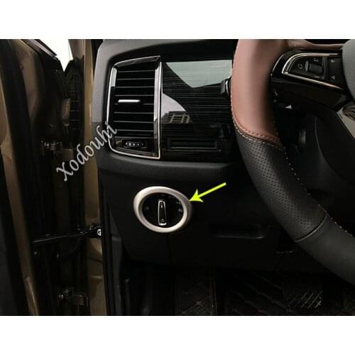 Car Styling Cover Front Headlight Head Light Switch Button Inner Trim Frame Lamp Panel For Skoda Kodiaq 2017 2018 2019 2020