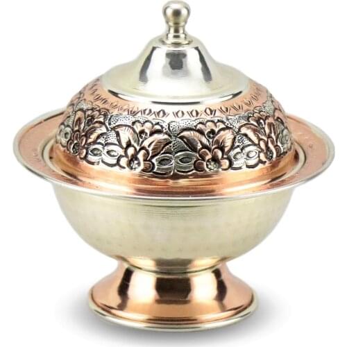 Morya Copper Sugar Bowl Candy Jars with Cover Storage Home Decor Organizer Rustic Dessert Ice Cream Snacks Nuts Bite 12 cm