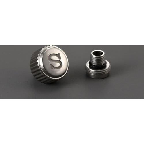 Mod Diy Shark007 Watch Crown Double Gasket Engraved Signed 'S' Mod Silver Black Gold Watch Crown