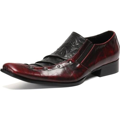 Summer Casual New Mens Classic Fashion Shoes Square Head Personality Cowhide Leather Rivet Retro Mens Shoes