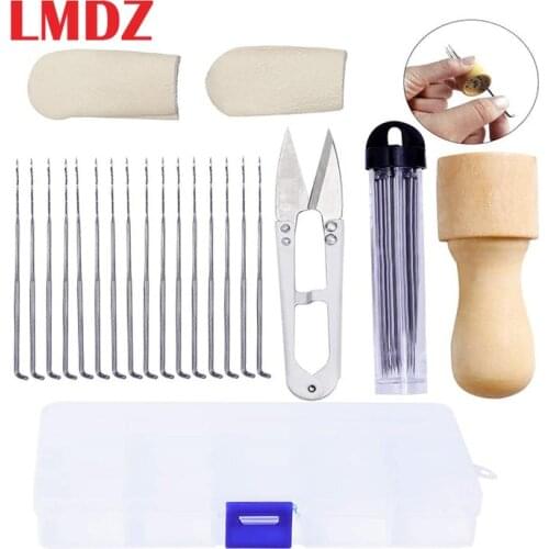 LMDZ 21pcs Needle Felting Kit Wool Felting Tools with Felting Needles, Wood Handle, Scissors,Finger Cots Stitch Punch Tools Set