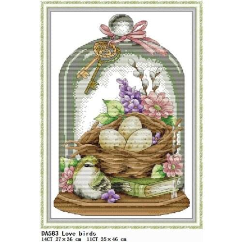 Love Birds Cross Stitch Embroidery Needlework Kit Stamped Thread 11CT 14CT Printed Fabric Decor Counted Patterns Gift Crafts Set