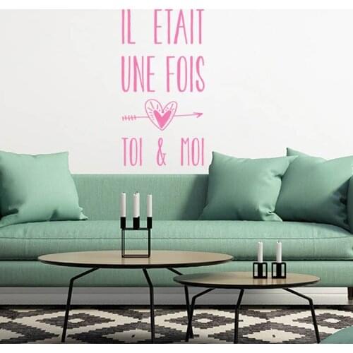 Stickers Citation Il Etait Une Fois Toi Et Moi Vinyl Mural Art Cupid Arrow Home Decor Poster House Decoration Wallpaper