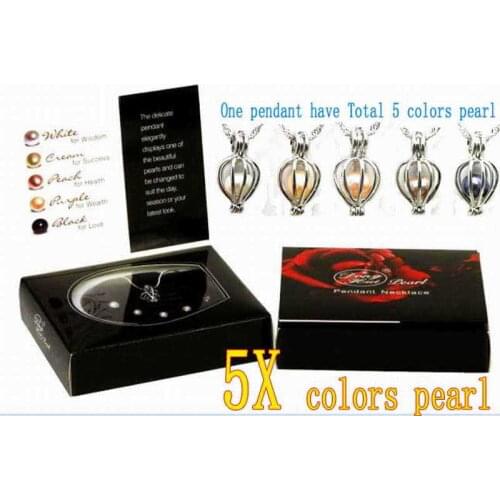 New Gift wish pearl box One box have 5X different colors real pearl and one pendant necklace-3624 Wholesale/retail Free shipping